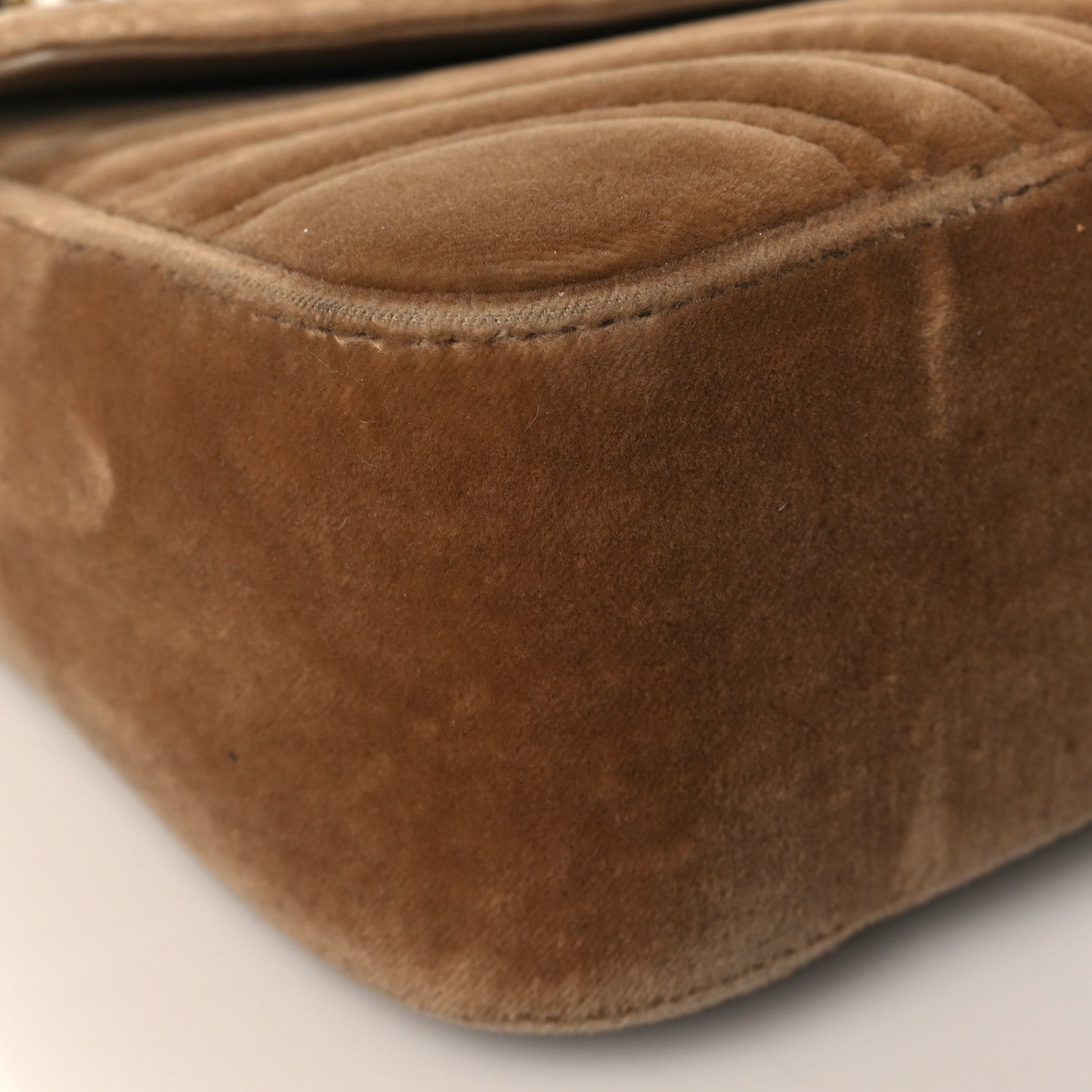 Gucci Velvet Matelasse Small GG Marmont Shoulder Bag Taupe 8 of 10