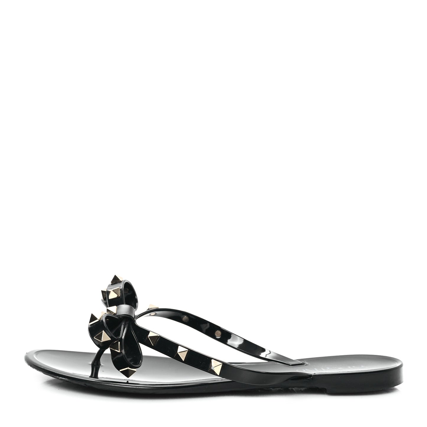 PVC Jelly Rockstud Bow Thong Sandals 39 Black