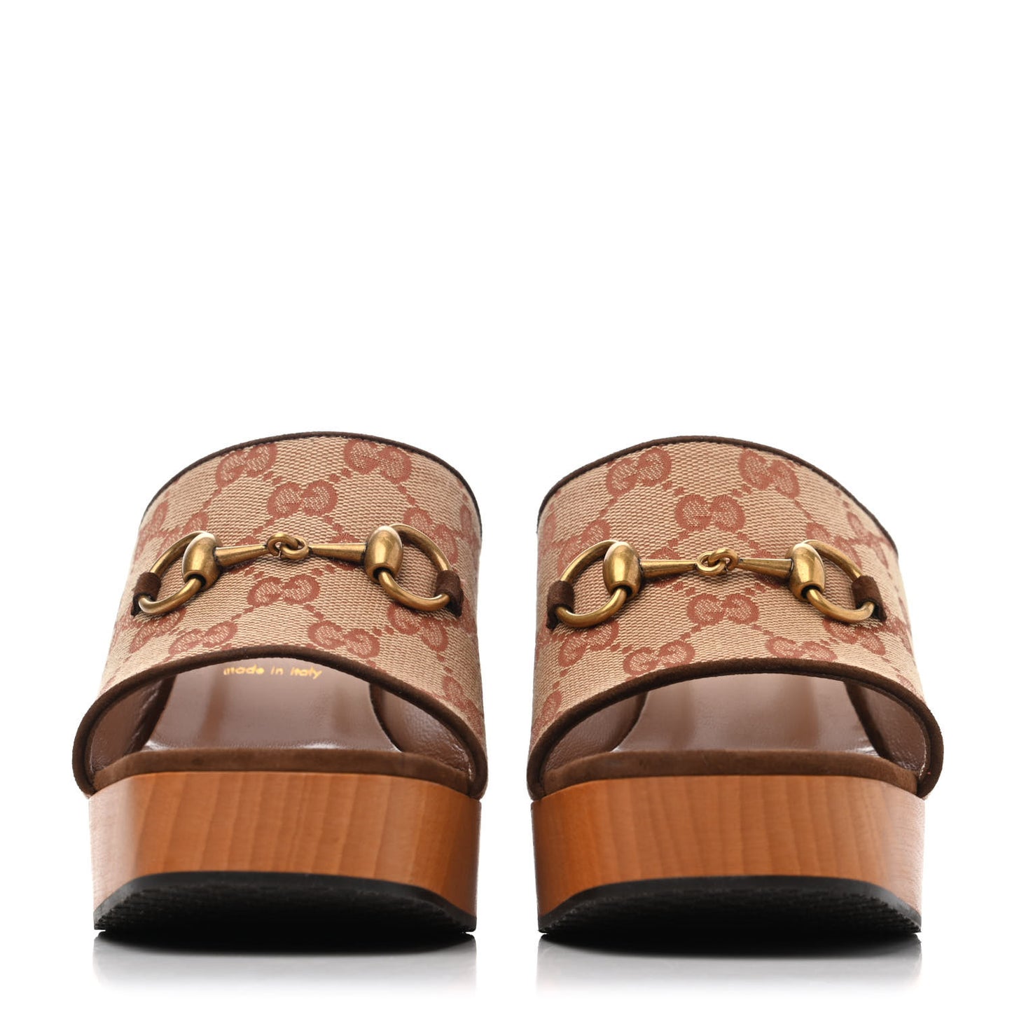 GG Monogram Suede Houdan Platform Slide Sandals 40 Beige Ruggine Maroon