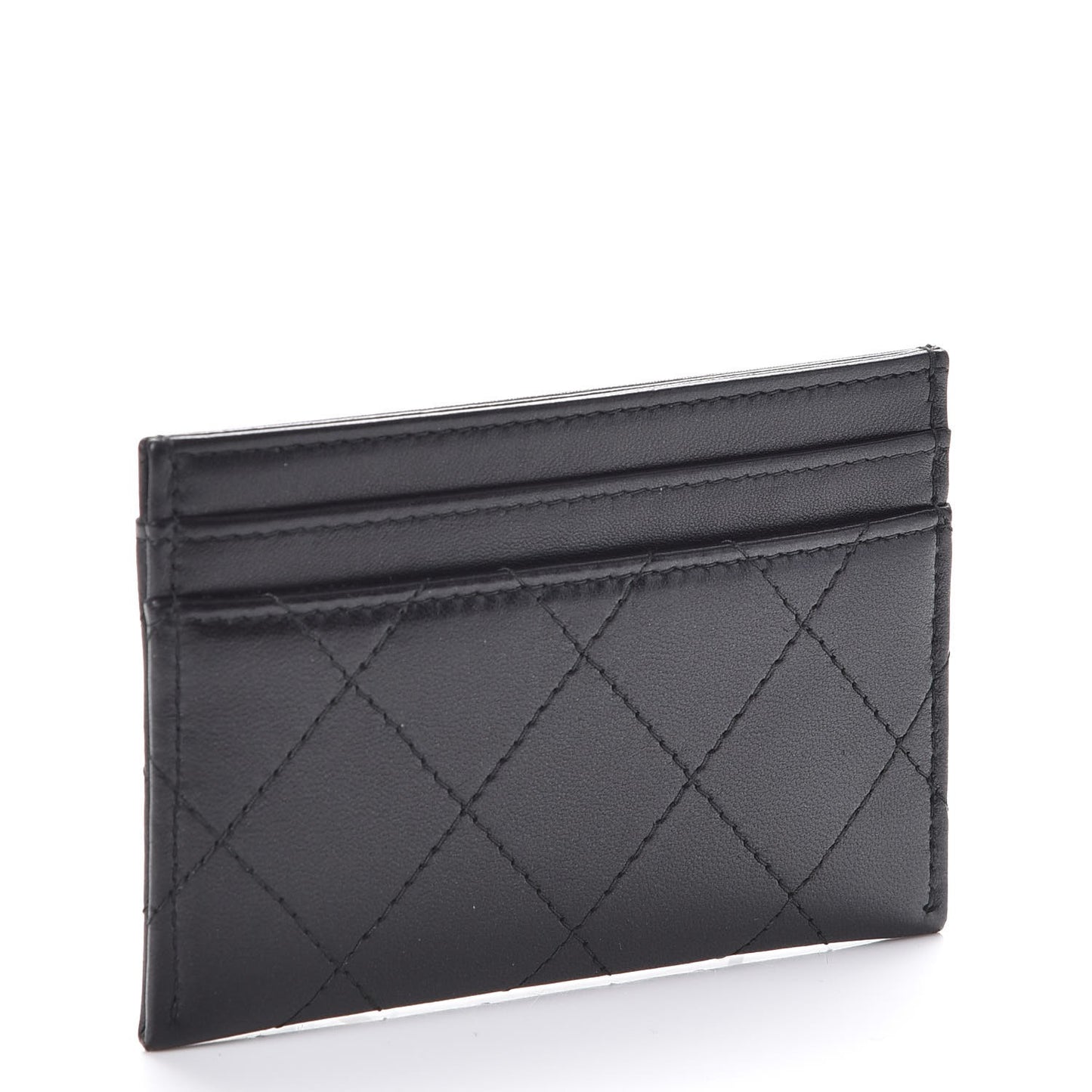 Lambskin Quilted CC Card Holder Black