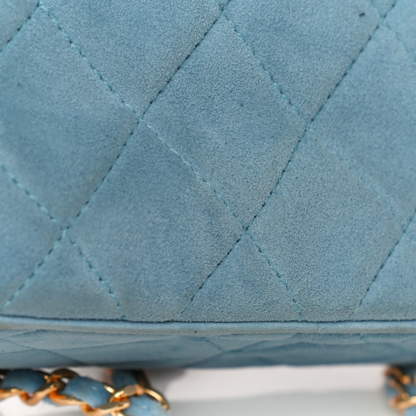 Suede Quilted Shoulder Bag Light Blue
