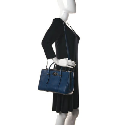 Mulberry Small Classic Grain Calfskin Bayswater Double Zip Tote Blue 3 of 16