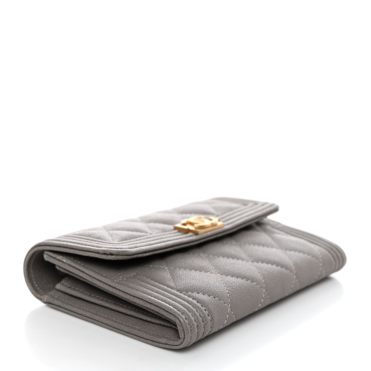 Chanel Caviar Quilted Medium Boy Flap Wallet Grey 4 of 9