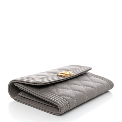 Chanel Caviar Quilted Medium Boy Flap Wallet Grey 4 of 9