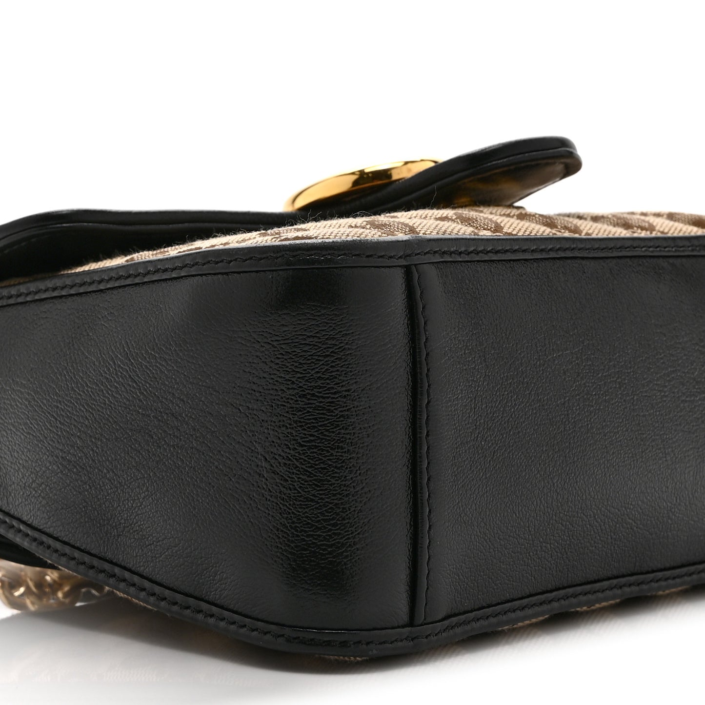 Monogram Azalea Calfskin Matelasse Diagonal Mini GG Marmont Top Handle Shoulder Bag Beige Ebony Black