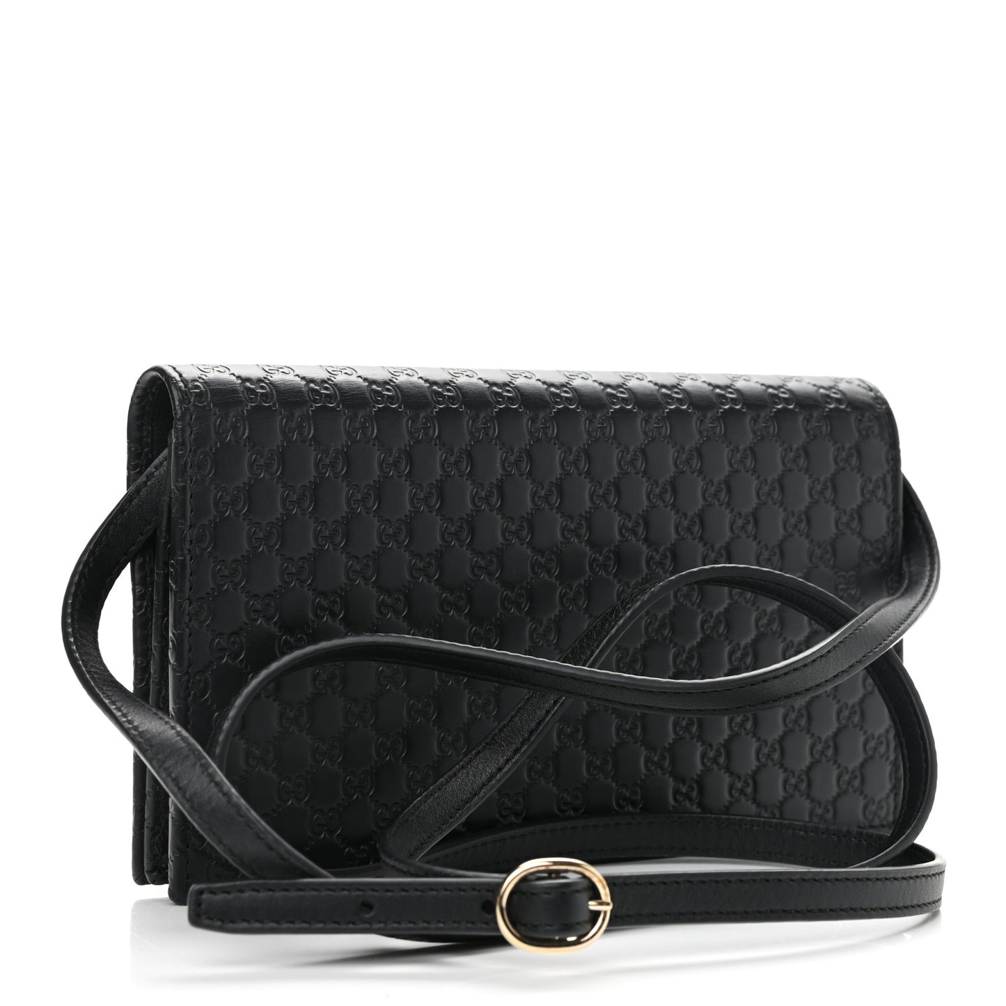 Microguccissima Crossbody Wallet Black