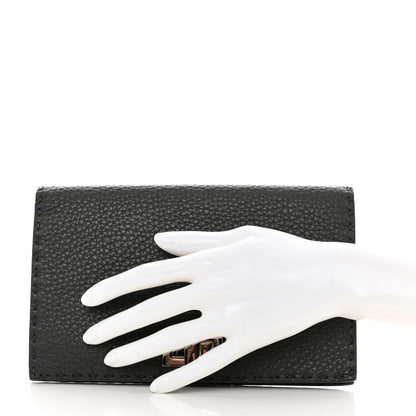 Fendi Cuoio Romano Selleria Mini Peekaboo Clutch Wallet Black 2 of 10