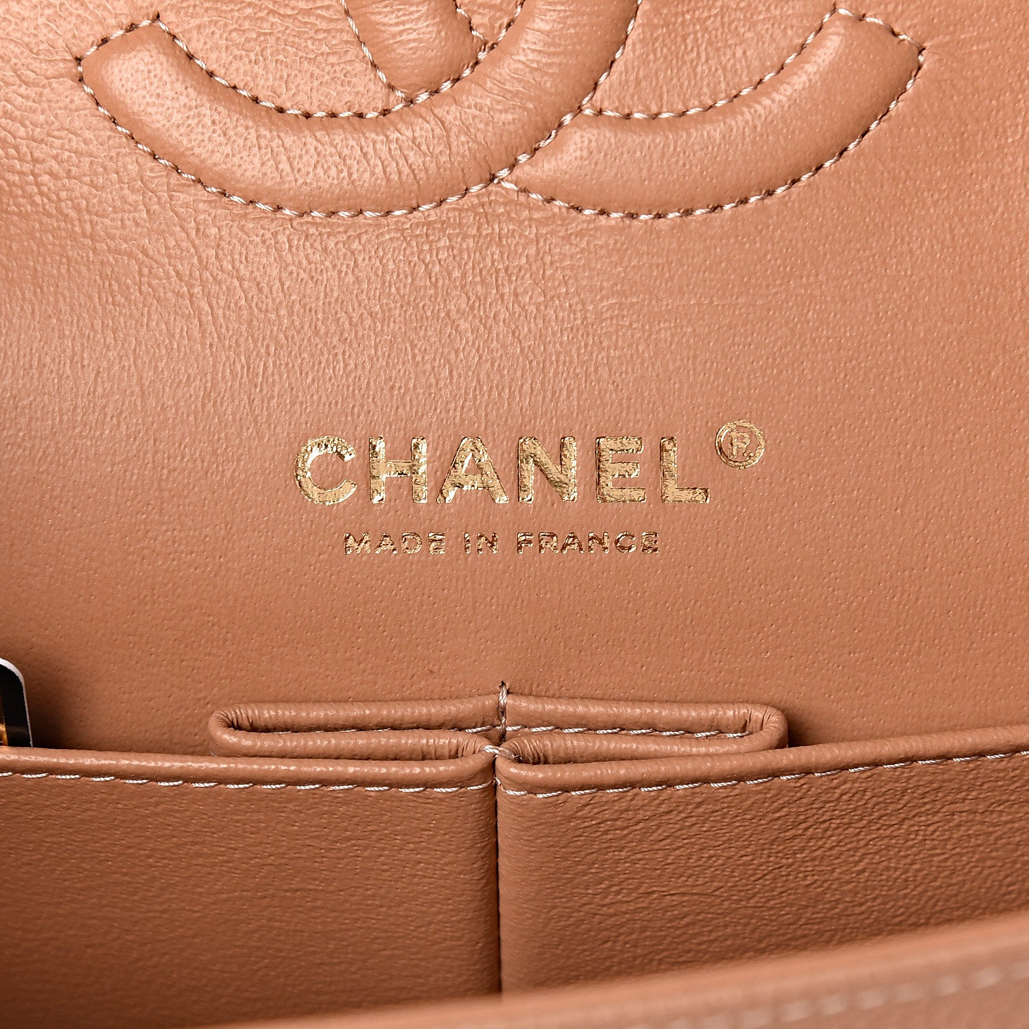 Chanel Iridescent Caviar Quilted Medium Double Flap Beige 6 of 9