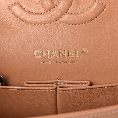 Chanel Iridescent Caviar Quilted Medium Double Flap Beige 6 of 9