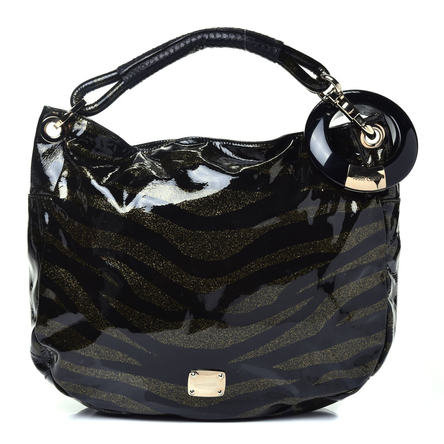 Jimmy Choo Patent Zebra Print Sky Hobo Black 1 of 8