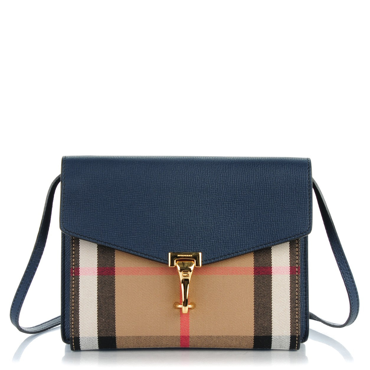 Burberry Derby Calfskin House Check Small Macken Crossbody Bag Ink Blue 1 of 7