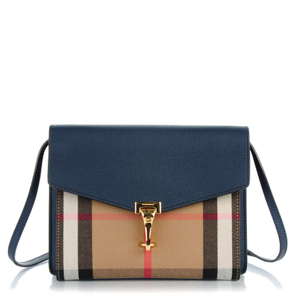 Burberry Derby Calfskin House Check Small Macken Crossbody Bag Ink Blue 1 of 7