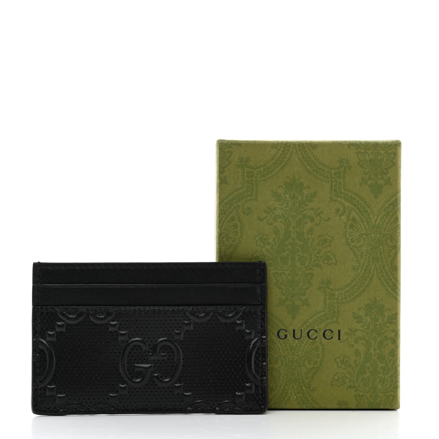 Calfskin GG Tennis Embossed Card Holder Black