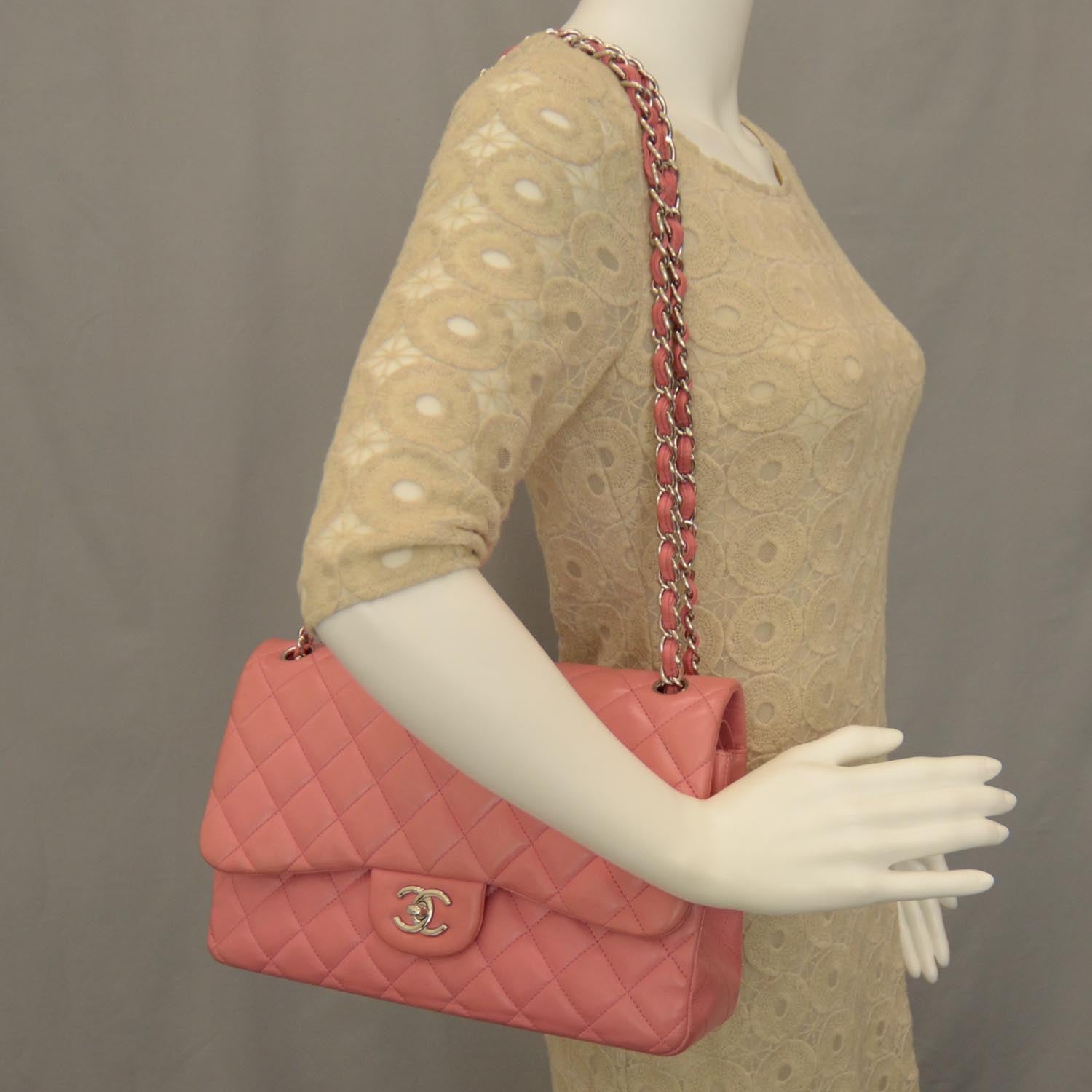 Chanel Lambskin Quilted Jumbo Double Flap Pink 2 of 10