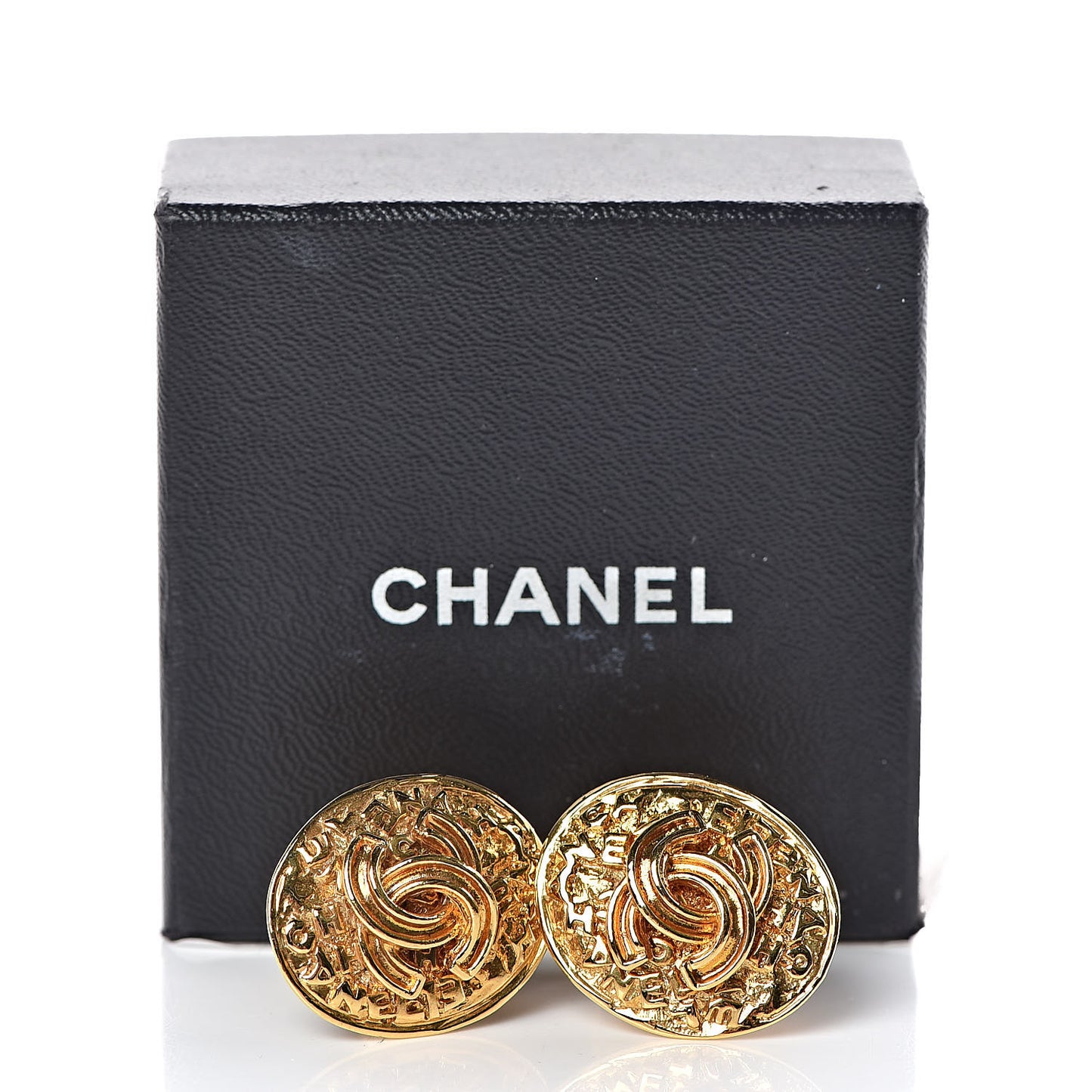 Oval CC Clip On Earrings Gold