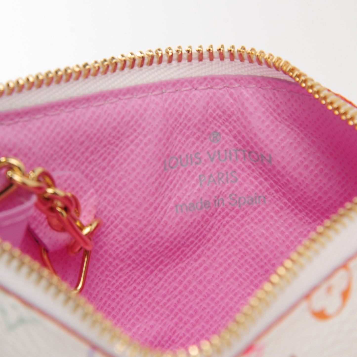 Monogram Multicolor Key Pouch White Litchi