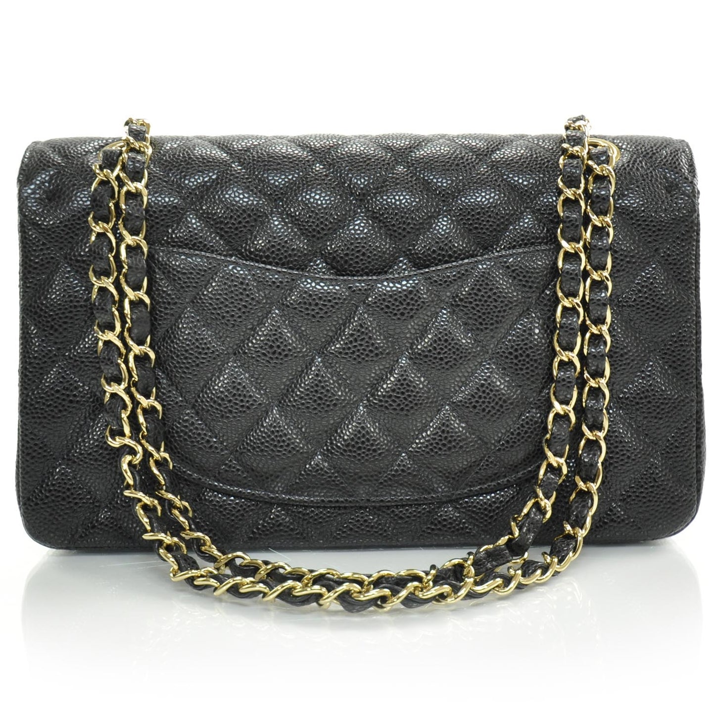 Caviar Quilted Medium Double Flap Black
