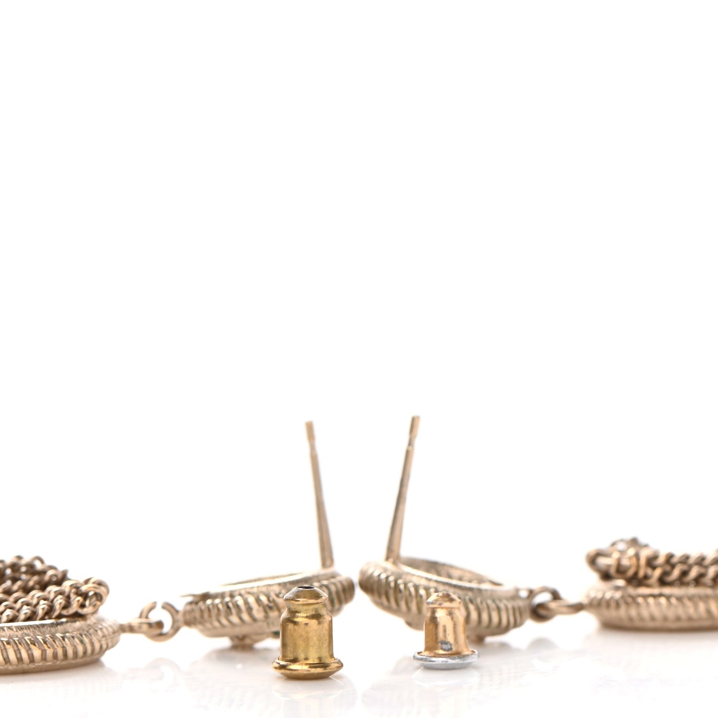 Chain CC Drop Earrings Gold