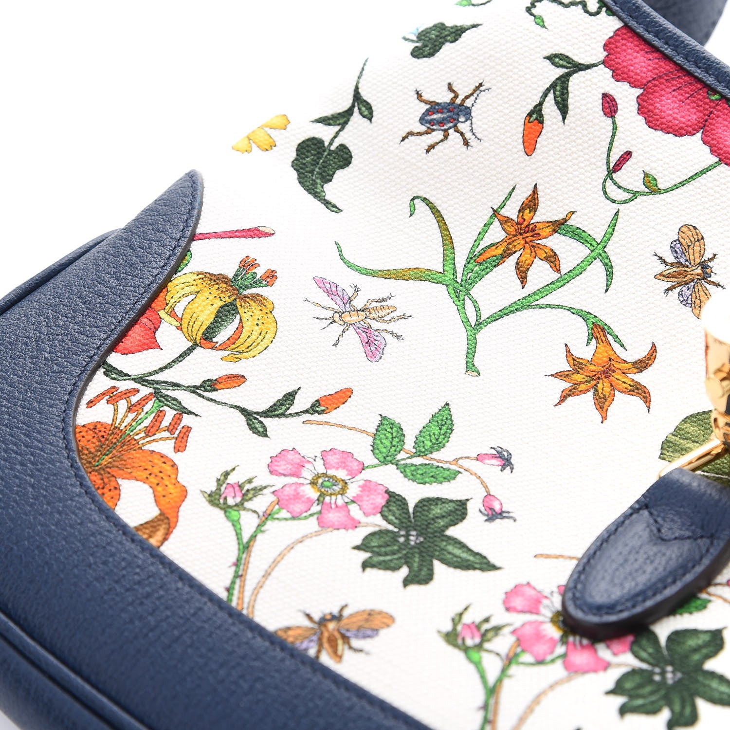 Gucci Canvas Flora Medium Jackie Hobo Blue Agata 13 of 14