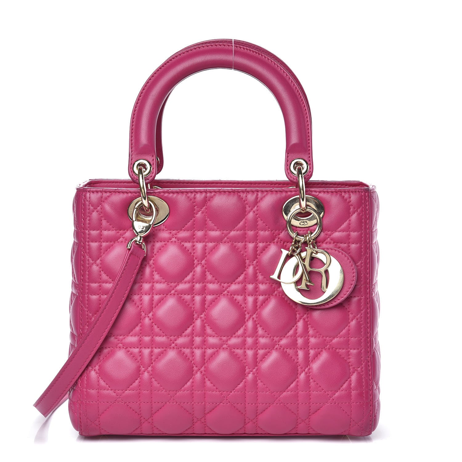 Christian Dior Lambskin Cannage Medium Lady Dior Pink 1 of 12