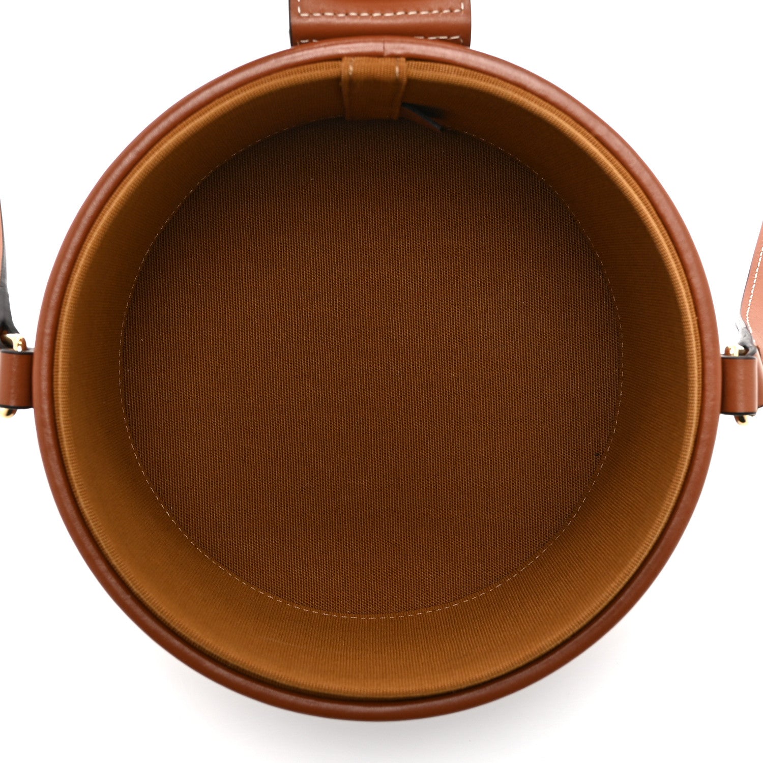 Celine Calfskin Triomphe Canvas Medium Tambour Bag Tan 5 of 10