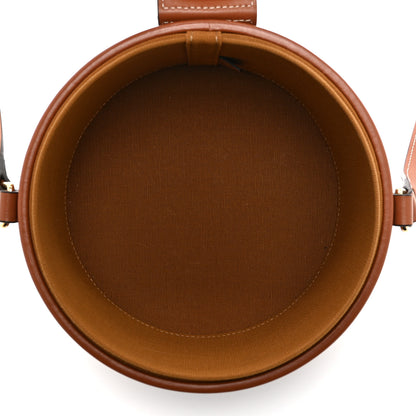Celine Calfskin Triomphe Canvas Medium Tambour Bag Tan 5 of 10
