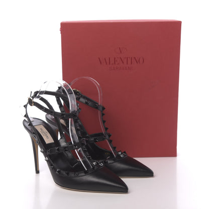 Valentino Garavani Calfskin Lacquered Monochrome Rockstud Ankle Strap 100mm Pumps 40 Black 9 of 9