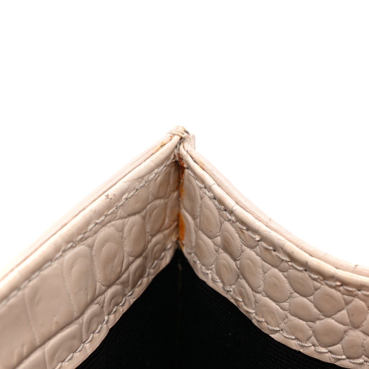 Calfskin Crocodile Embossed Small Classic Monogram Kate Tassel Satchel Crema Soft