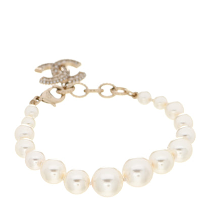 Chanel Graduated Pearl Crystal CC Bracelet Gold 3 of 5