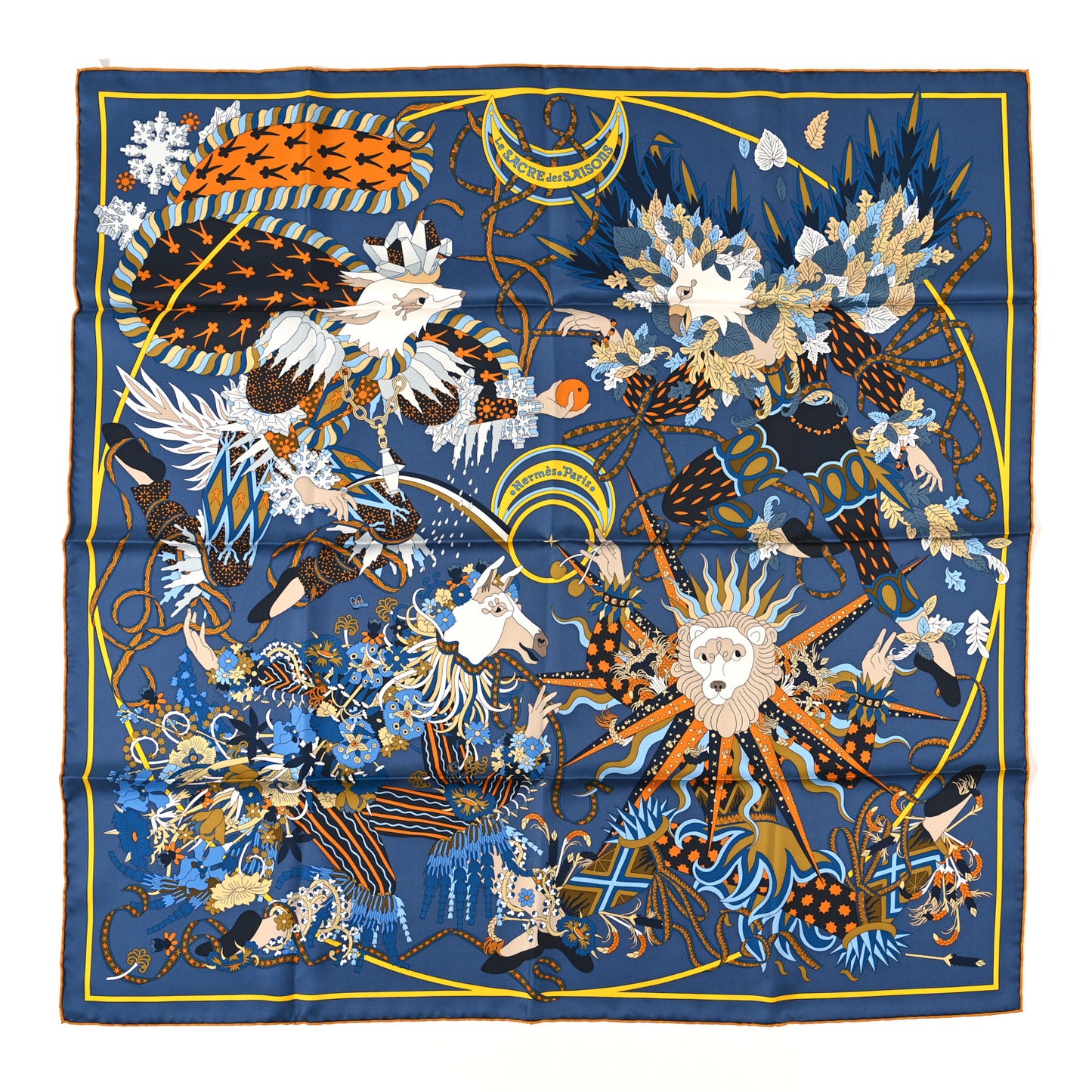 Silk Le Sacre Des Saisons Scarf 90 Anthracite Gold Camel