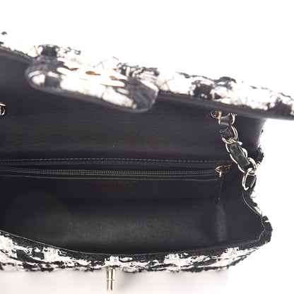 Chanel Tweed Quilted Mini Rectangular Flap Black Ecru White 5 of 10