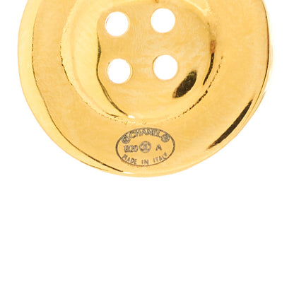 Chanel Metal Paris Button Stud Earrings Gold 4 of 4