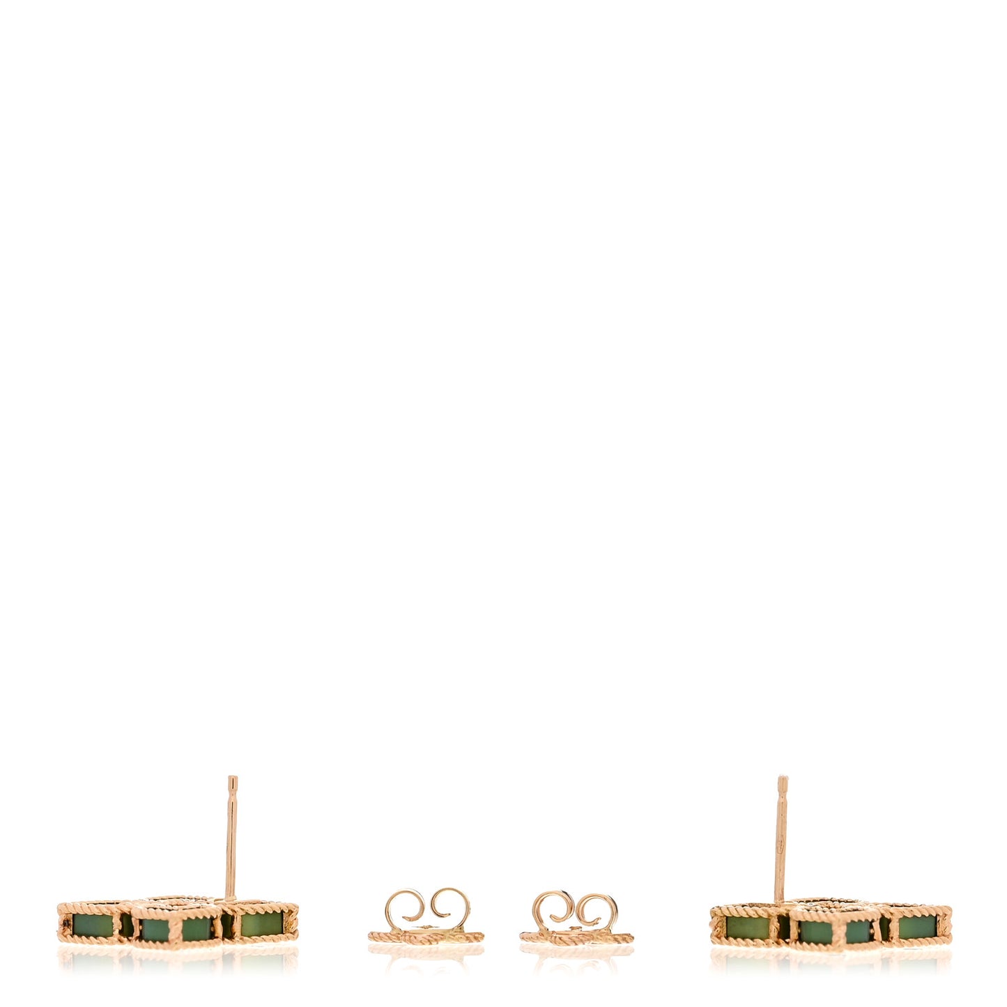 18K Rose Gold Titanium Diamond Venetian Princess Flower Earrings Green