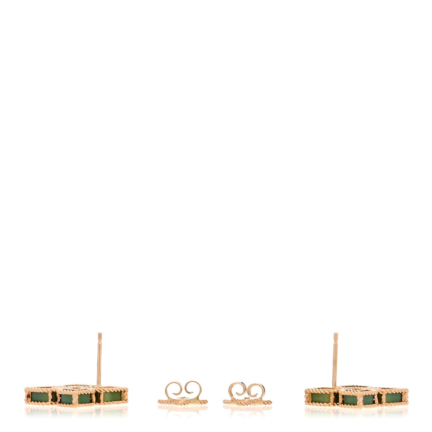 Roberto Coin 18K Rose Gold Titanium Diamond Venetian Princess Flower Earrings Green 3 of 4