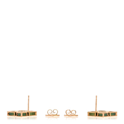 Roberto Coin 18K Rose Gold Titanium Diamond Venetian Princess Flower Earrings Green 3 of 4