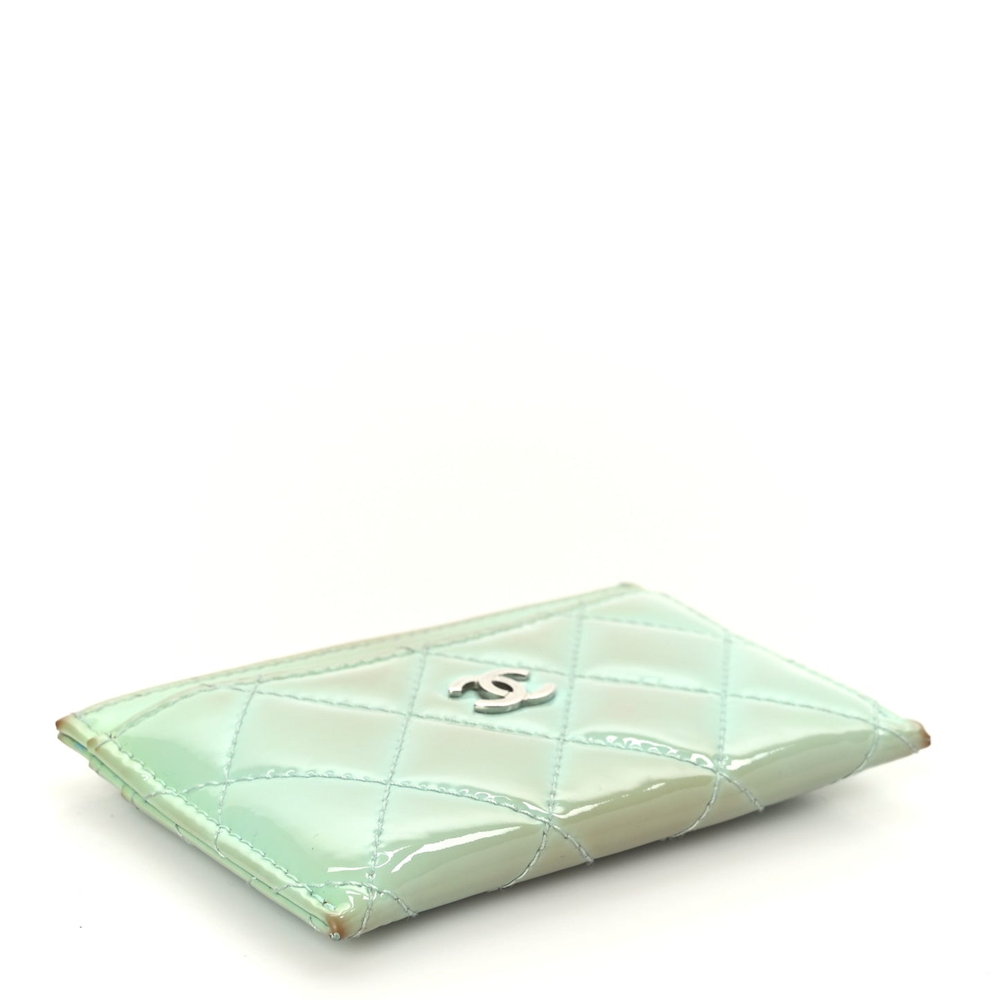 Patent Quilted Card Holder Green