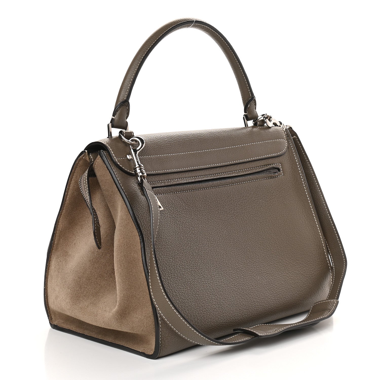 Celine Drummed Calfskin Suede Medium Trapeze Souris 3 of 8