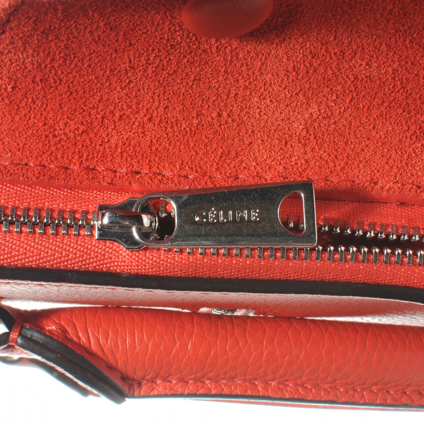 Drummed Calfskin Suede Double Zip Trapeze Vermillion