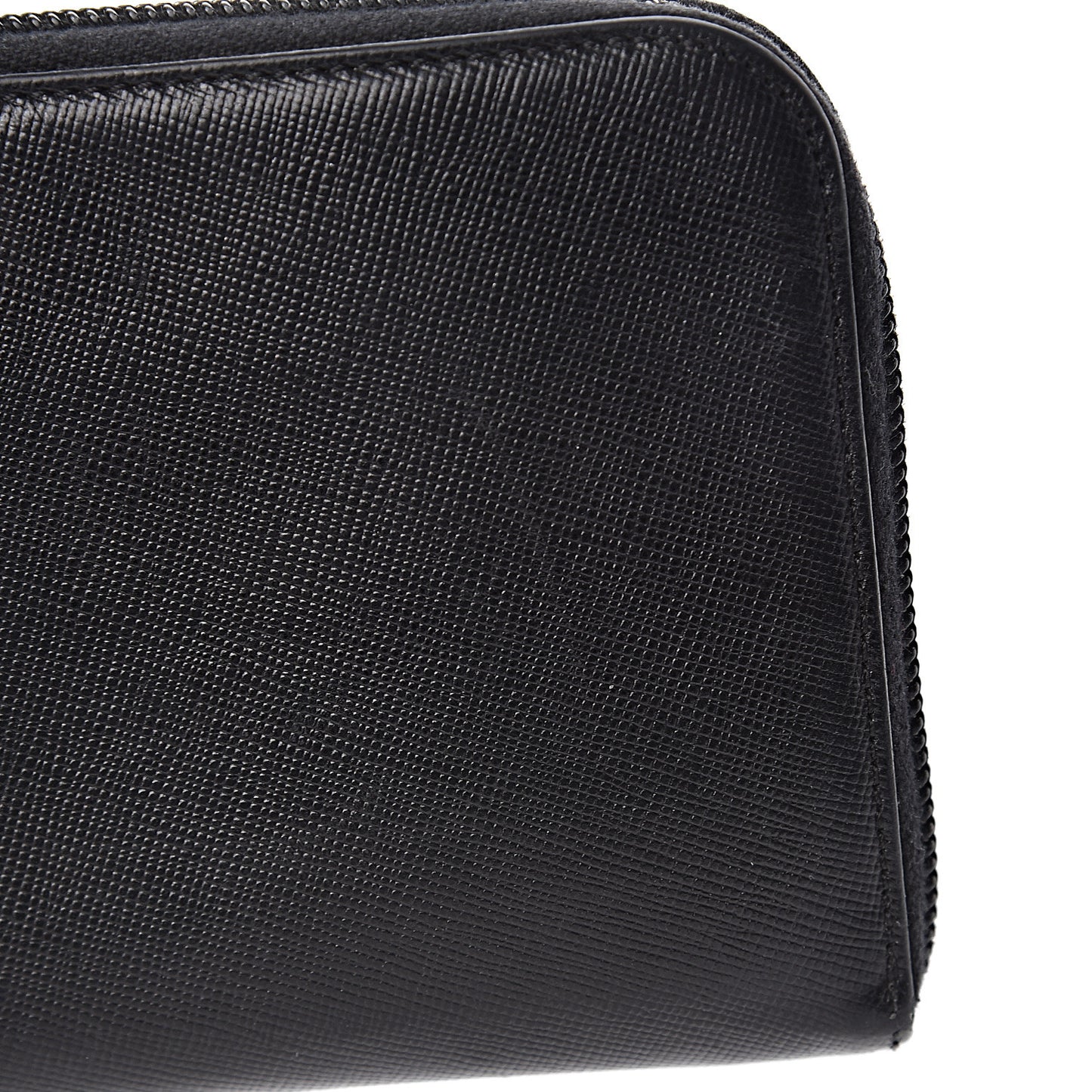Saffiano Metal Zip Around Wallet Black