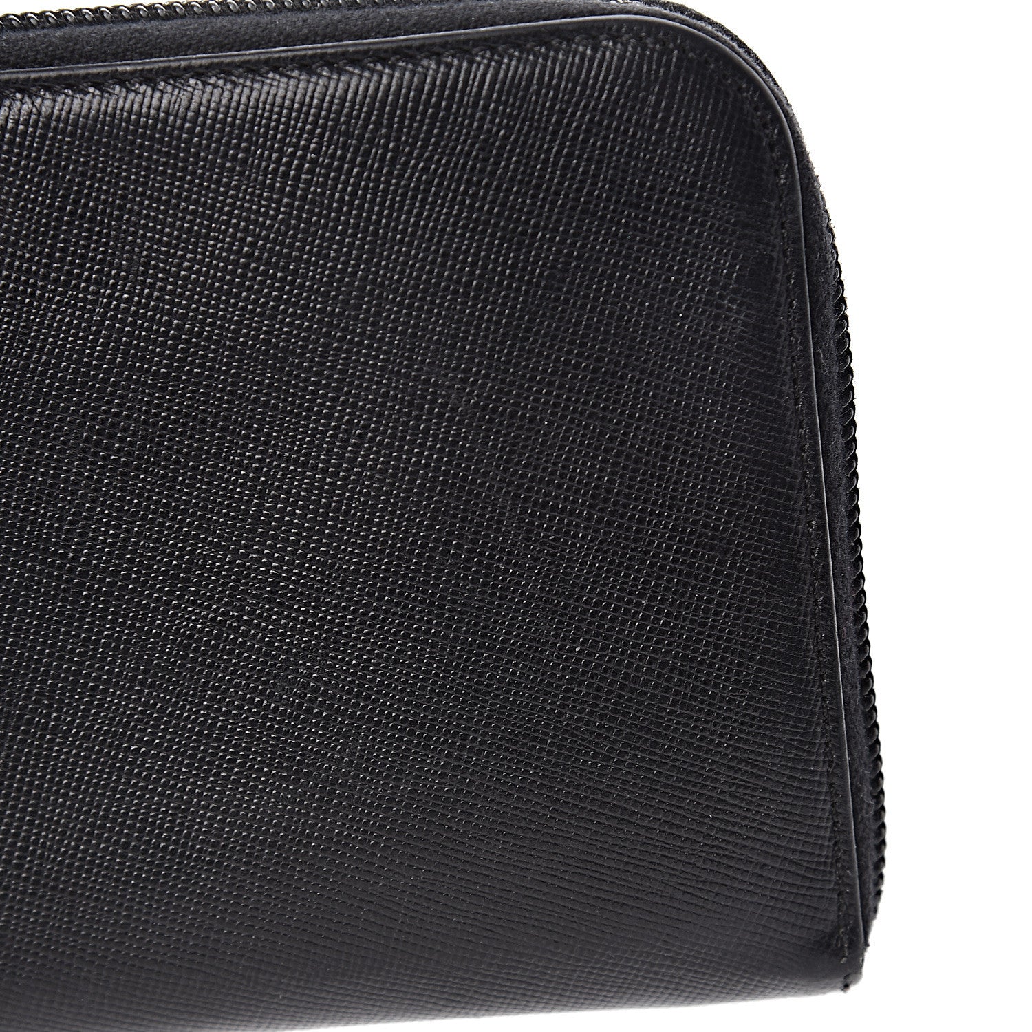 Prada Saffiano Metal Zip Around Wallet Black 10 of 15