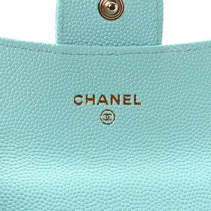 Chanel Caviar Quilted Flap Card Holder Wallet Light Blue 6 of 8