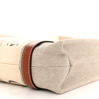 Chloe Cotton Calfskin Small Woody Ribbon Tote With Strap White Brown 10 of 10