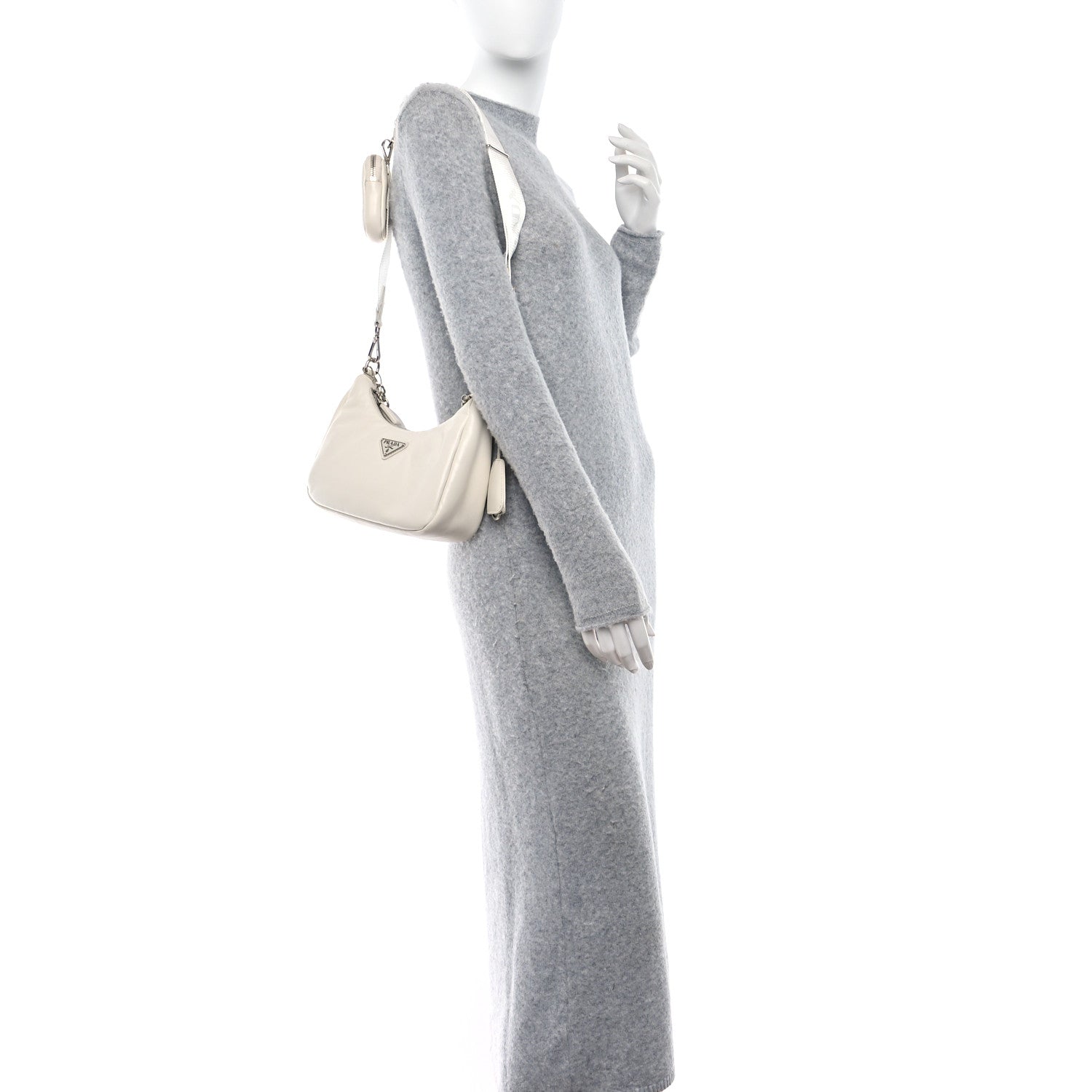 Prada Nappa Soft Padded Re-Edition 2005 Shoulder Bag White 2 of 11