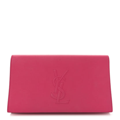 Saint Laurent Calfskin Monogram Large Belle De Jour Clutch Lipstick Fuchsia 1 of 8