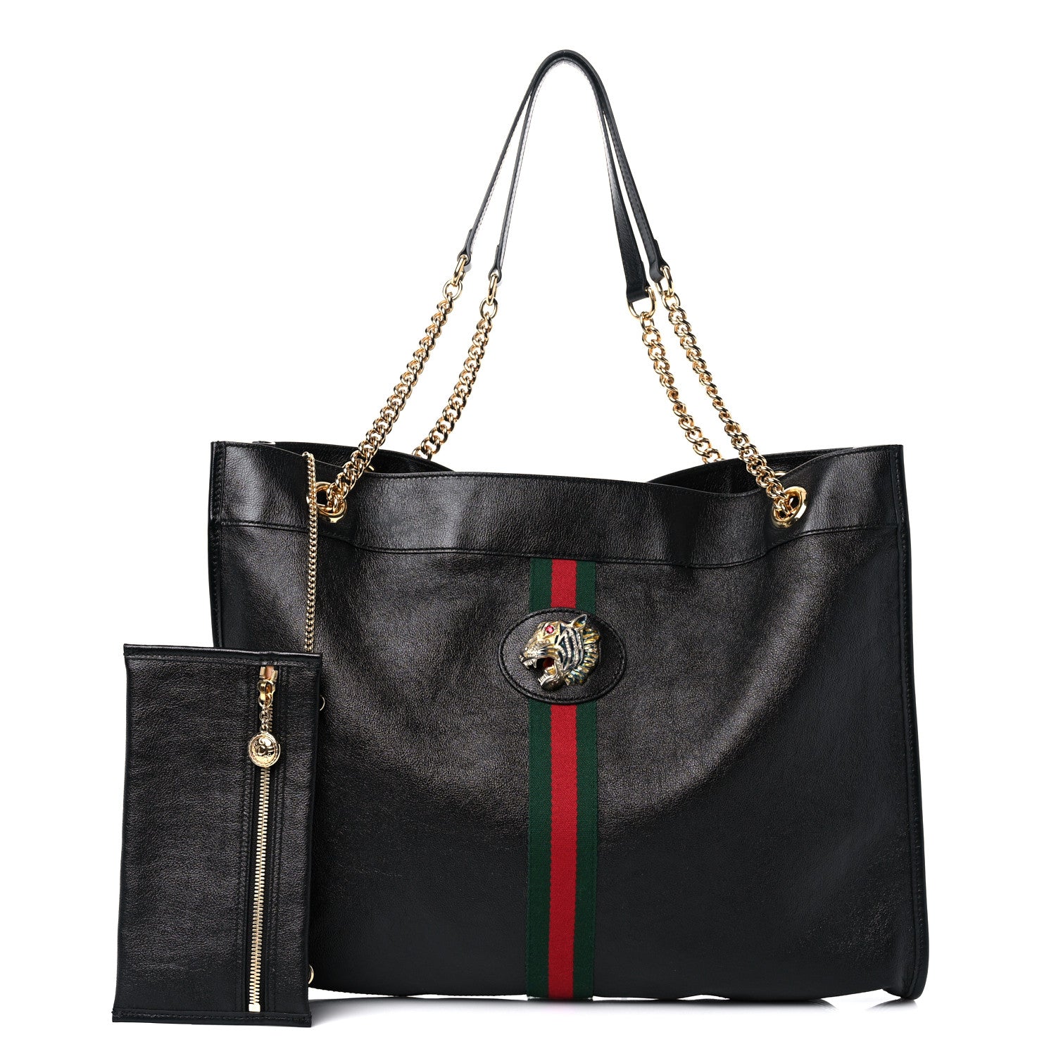 Gucci Calfskin Large Rajah Chain Tote Black 1 of 14