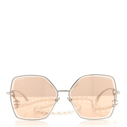 Chanel Butterfly Removable Pearl Chain Sunglasses 4262 Silver 2 of 8