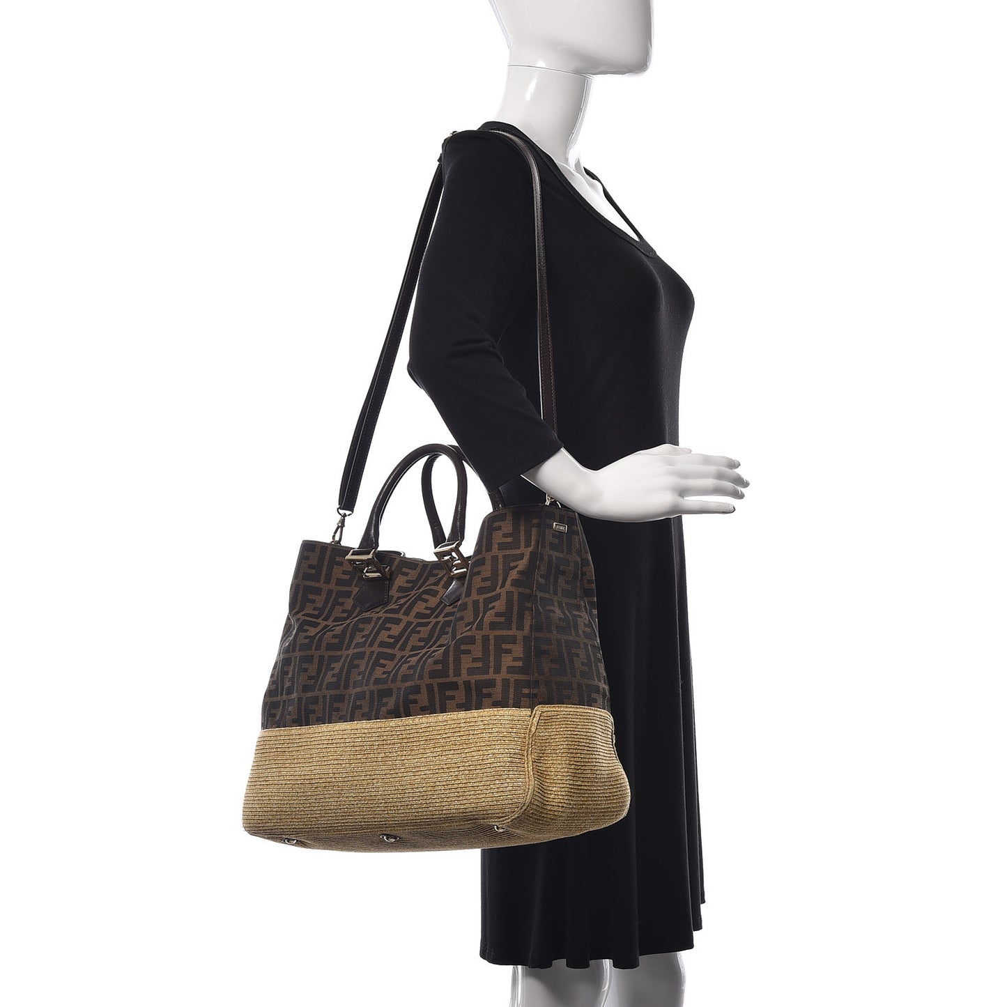 Zucca Raffia Twins Tote Tobacco