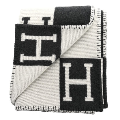 Hermes Wool Cashmere Signature Avalon Blanket Black 2 of 3