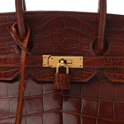 Hermes Shiny Alligator Birkin 35 Miel 8 of 14