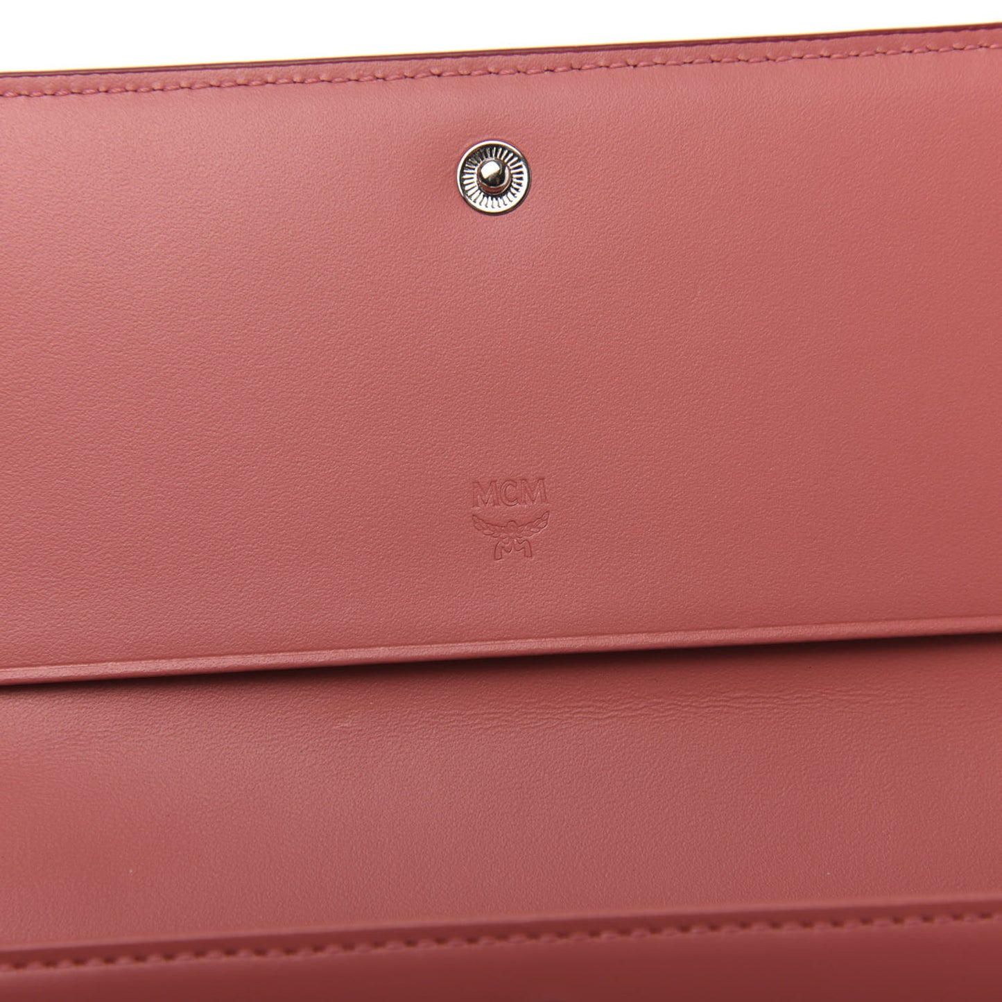 Grained Calfskin Large Tri-Fold Flap Wallet Coral Blush